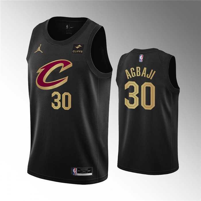 Mens Cleveland Cavaliers #30 Ochai Agbaji Black Statement Edition Stitched Basketball Jersey Dzhi->cleveland cavaliers->NBA Jersey